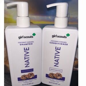 Native Girl Scouts Coconut Caramel Shampoo Conditioner Set Samoas 16.5oz